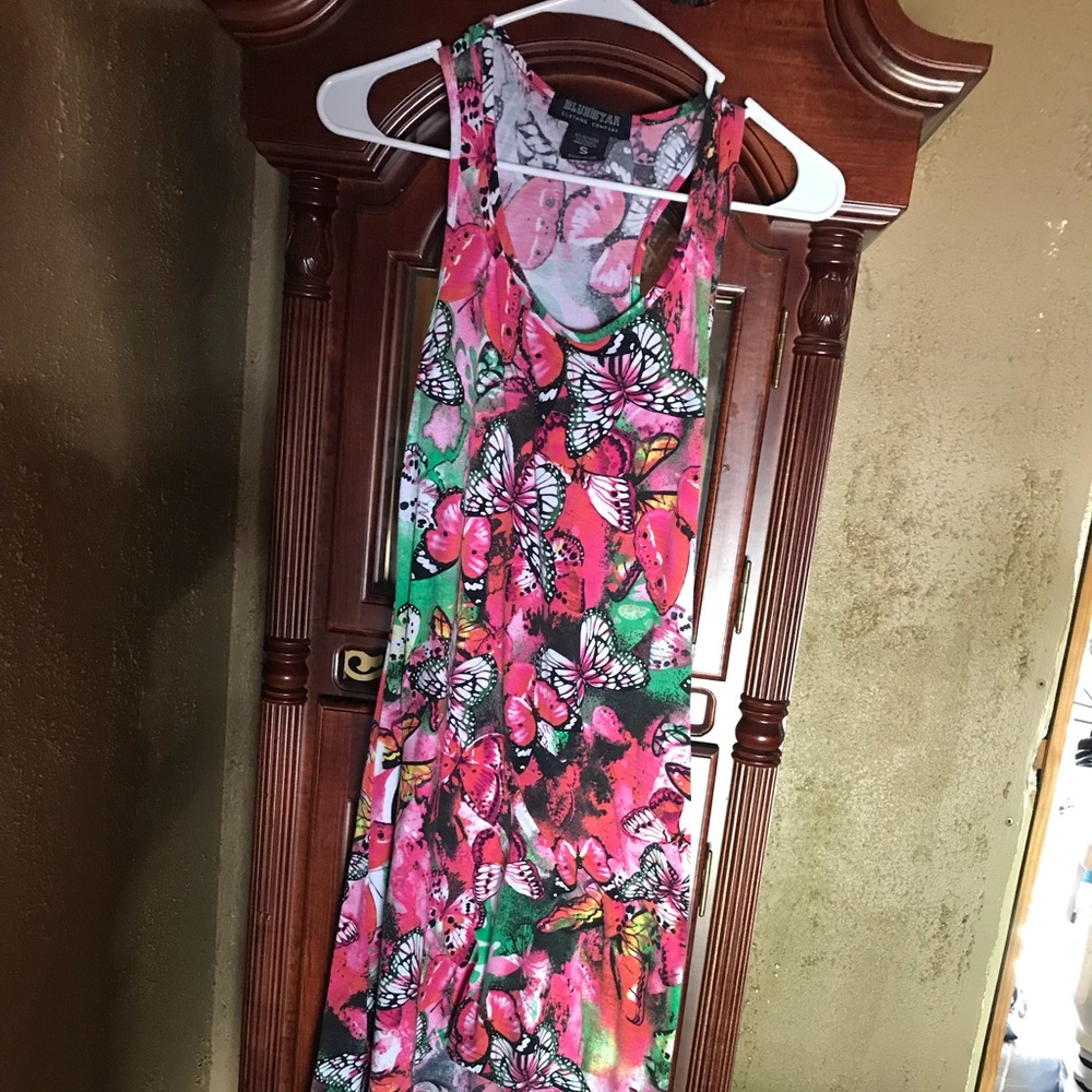 Butterfly asymmetrical hem dress
